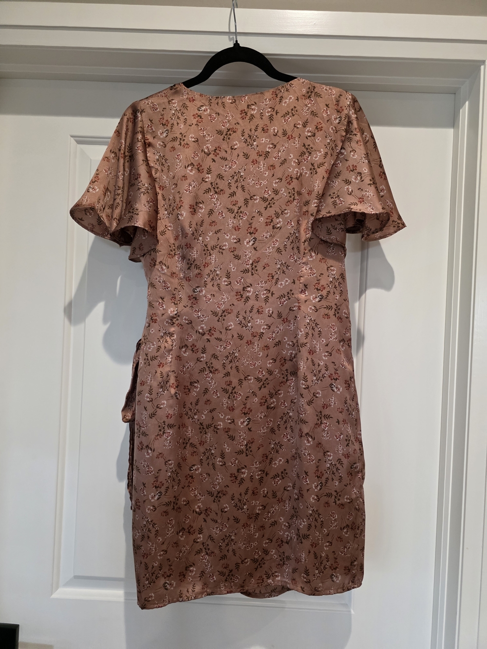 Reformation Mauve Floral Wrap Mini Dress - Picture 7 of 7